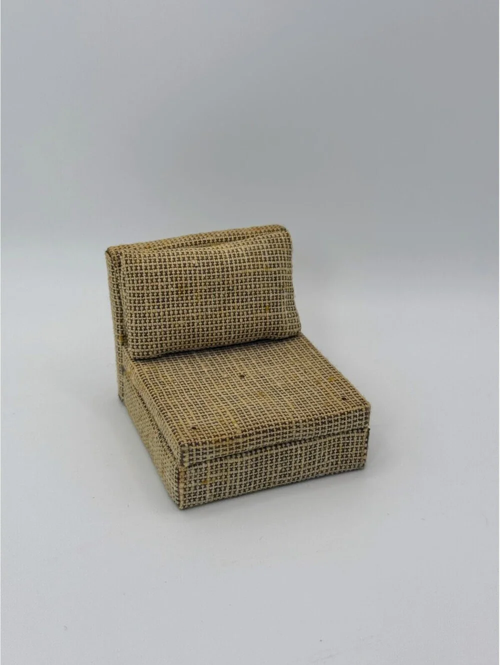 1:12 Scale Handmade Dollhouse Miniature Slipper Chair Tan Tweed Upholstered